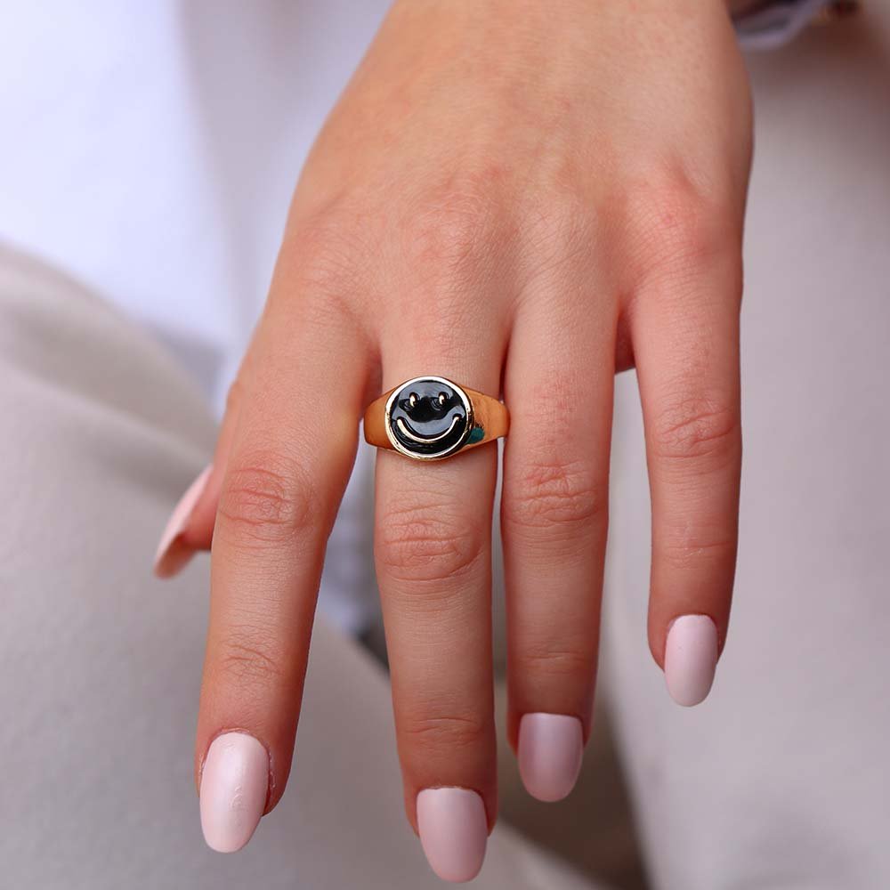 Ring BLACK SMILEY