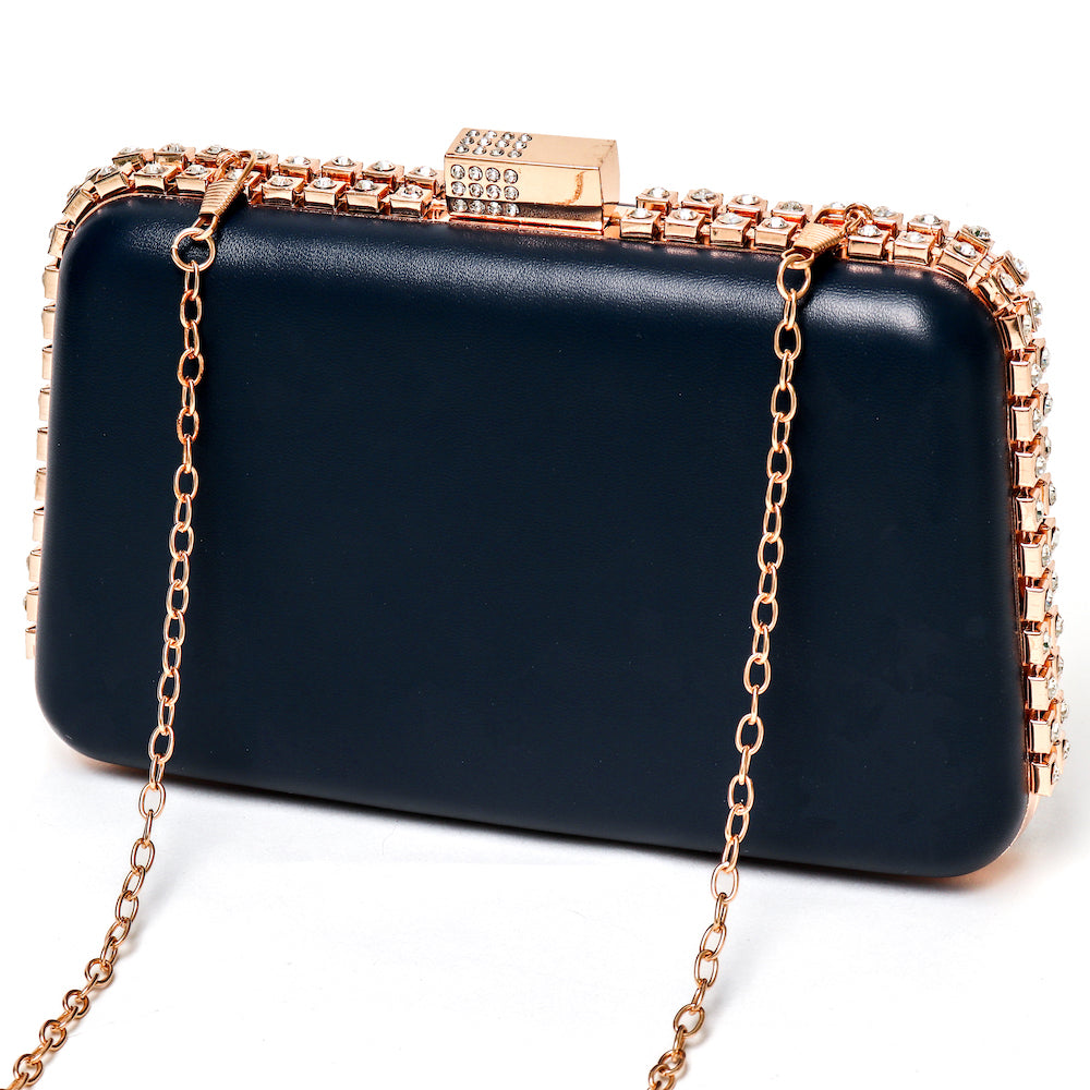 Navy Blue and Gold Clutch